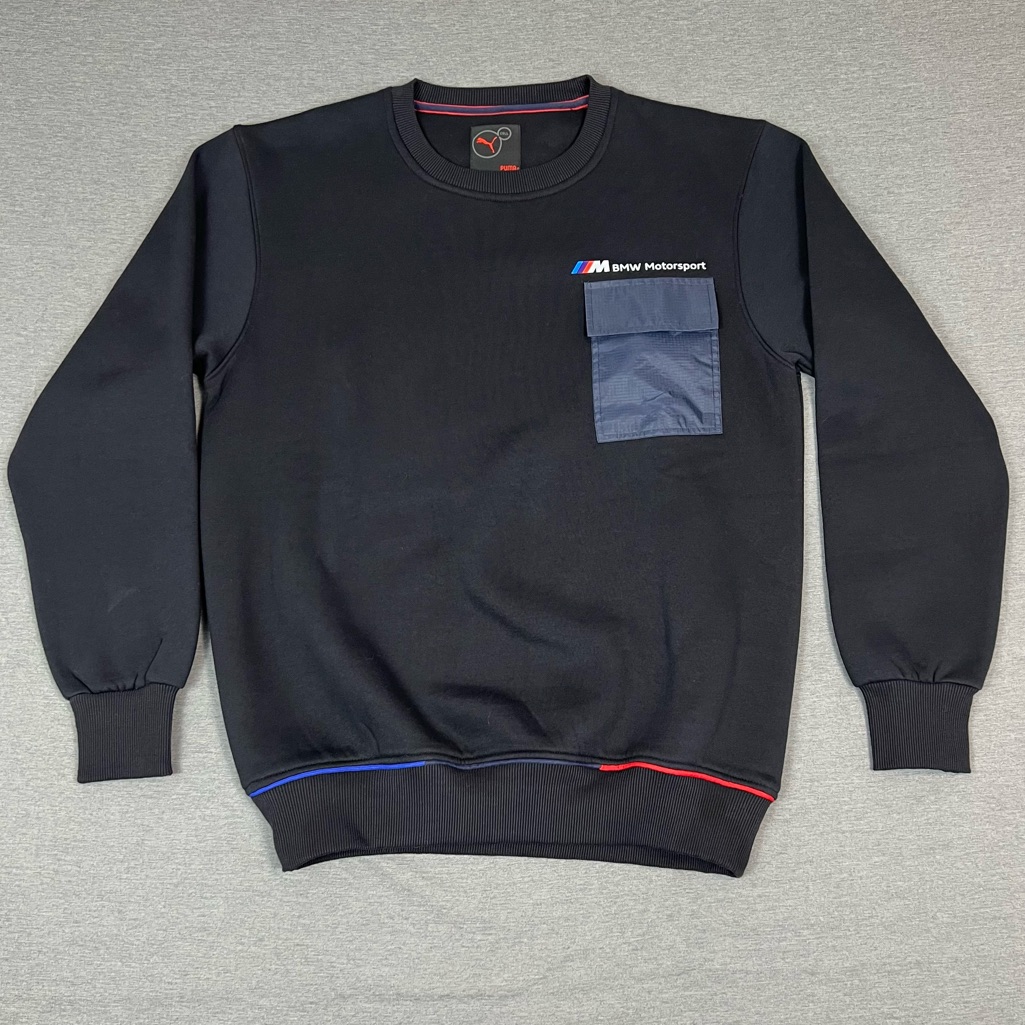 Puma X Bmw Motorsports Men's Black Crewneck Sweater With Pocket
